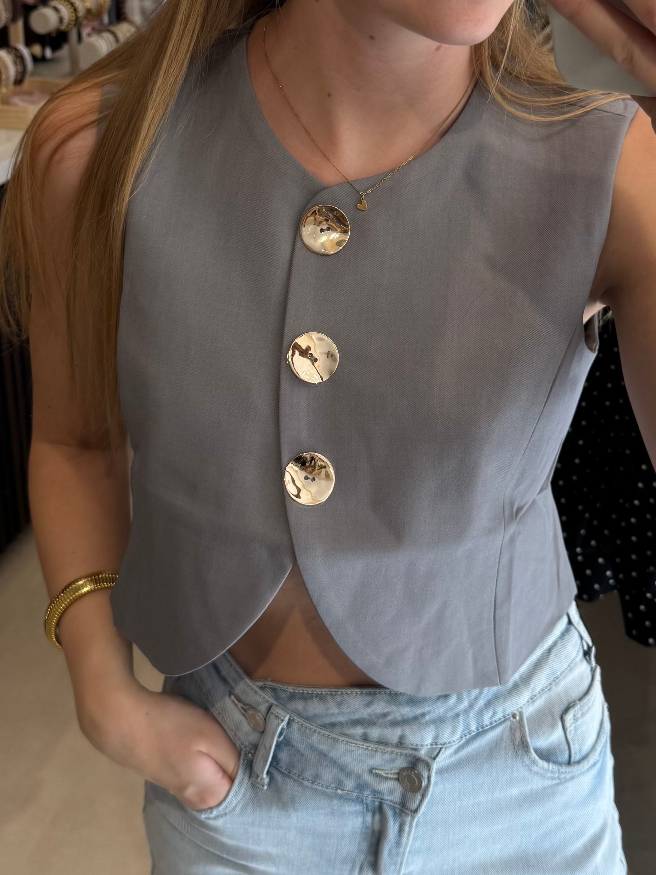 Cropped gilet - Grijs