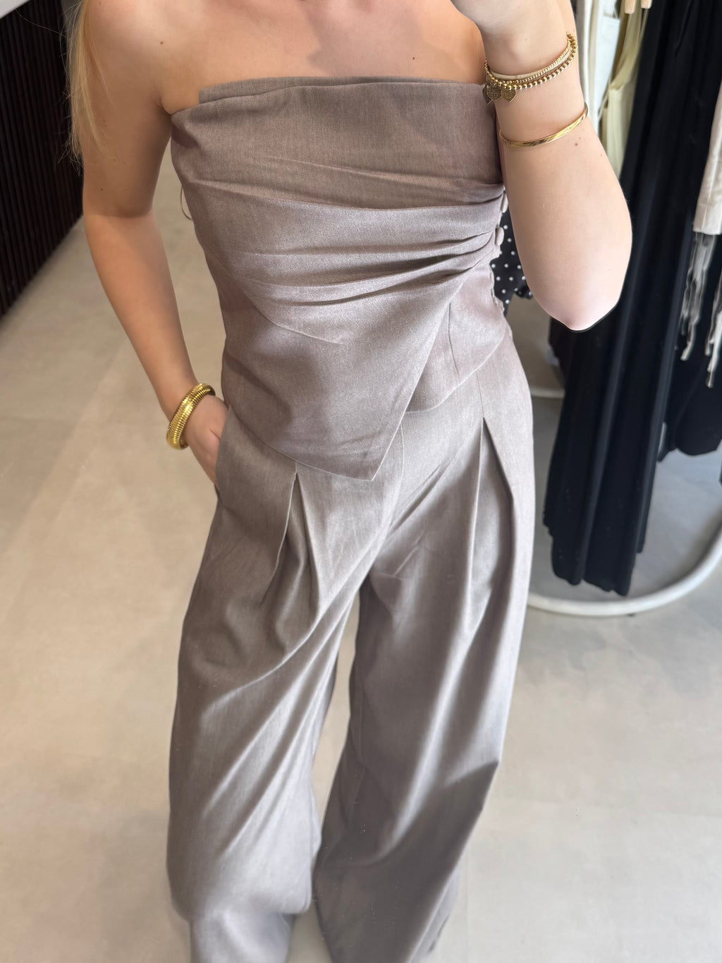 Strapless top - Taupe