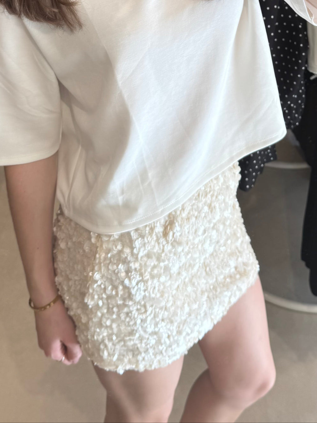 Rokje met pailetten - Off White
