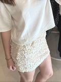Rokje met pailetten - Off White