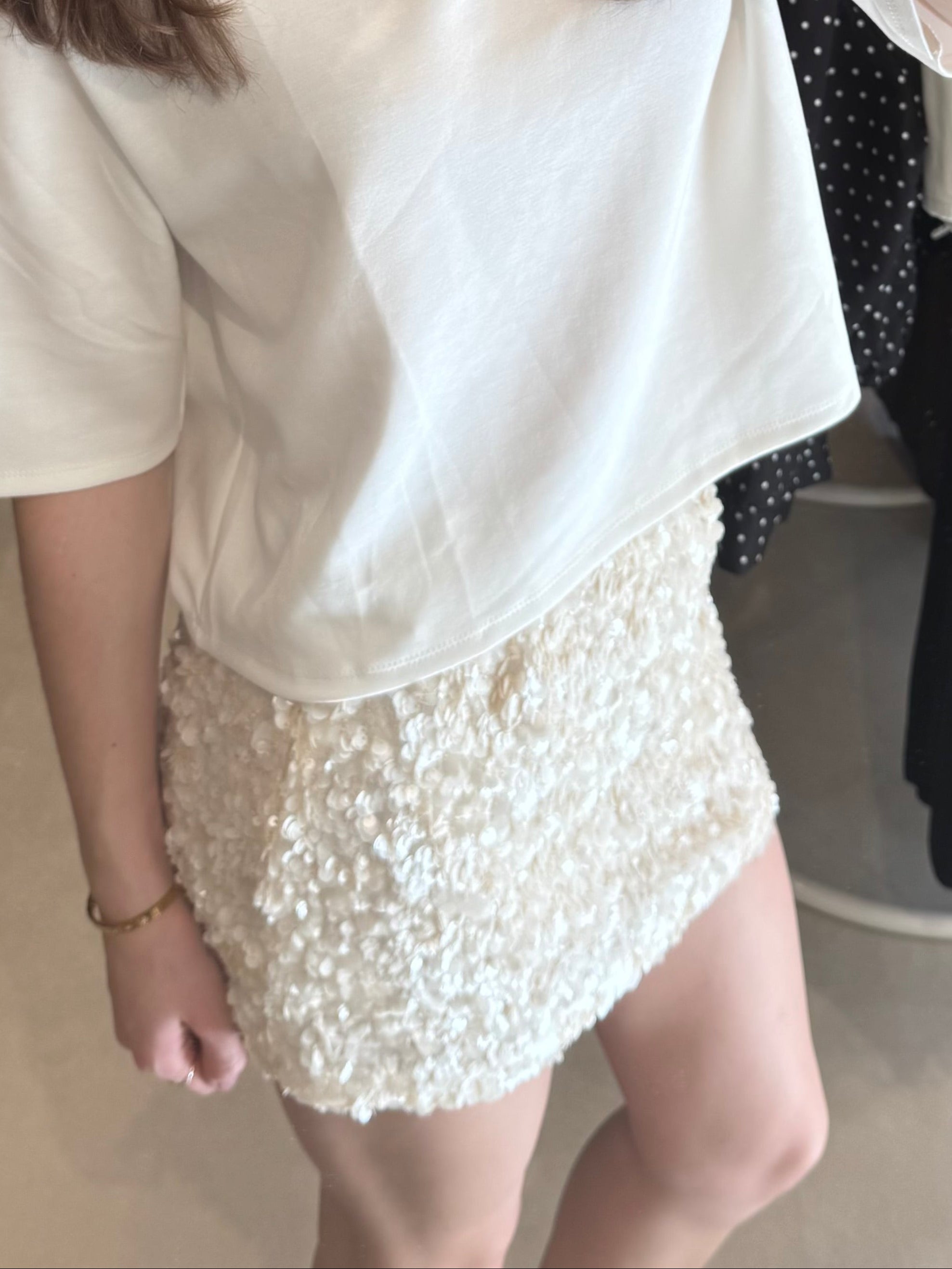 Rokje met pailetten - Off White