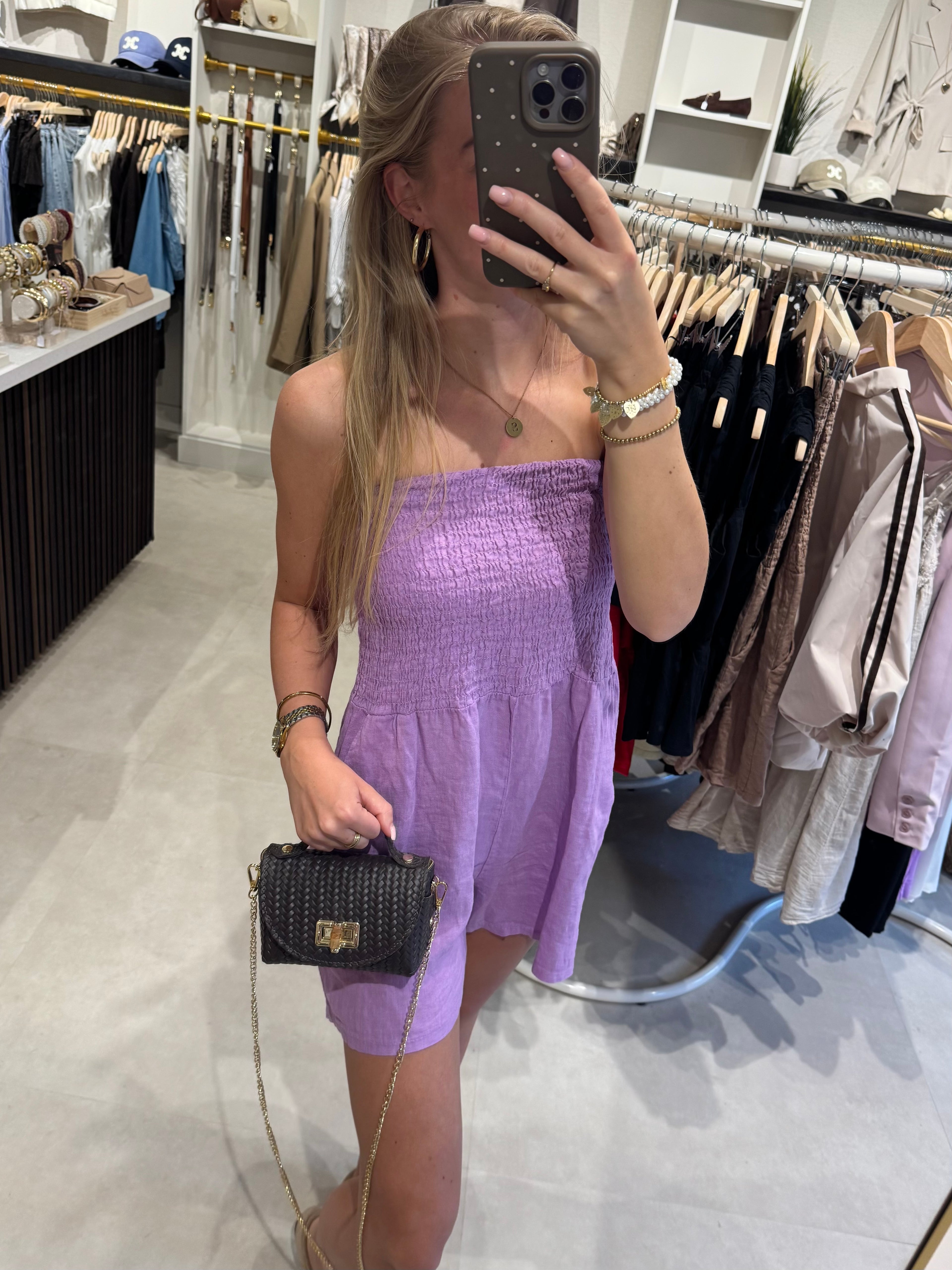 Linnen playsuit - Lila