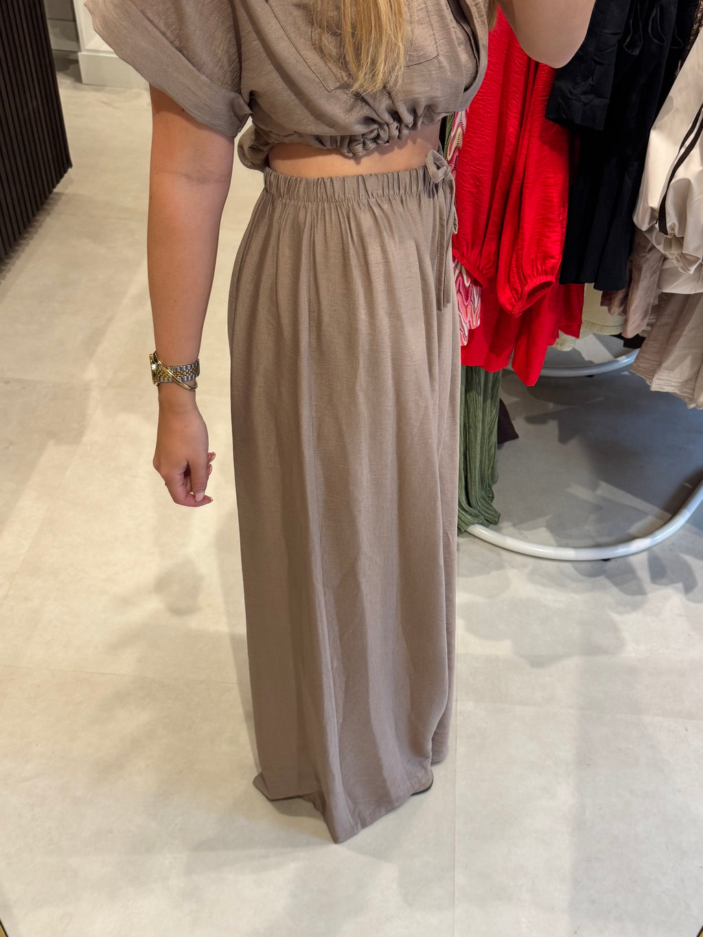 Wijde broek - Taupe