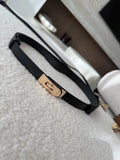 Riempje met gouden gesp - Zwart