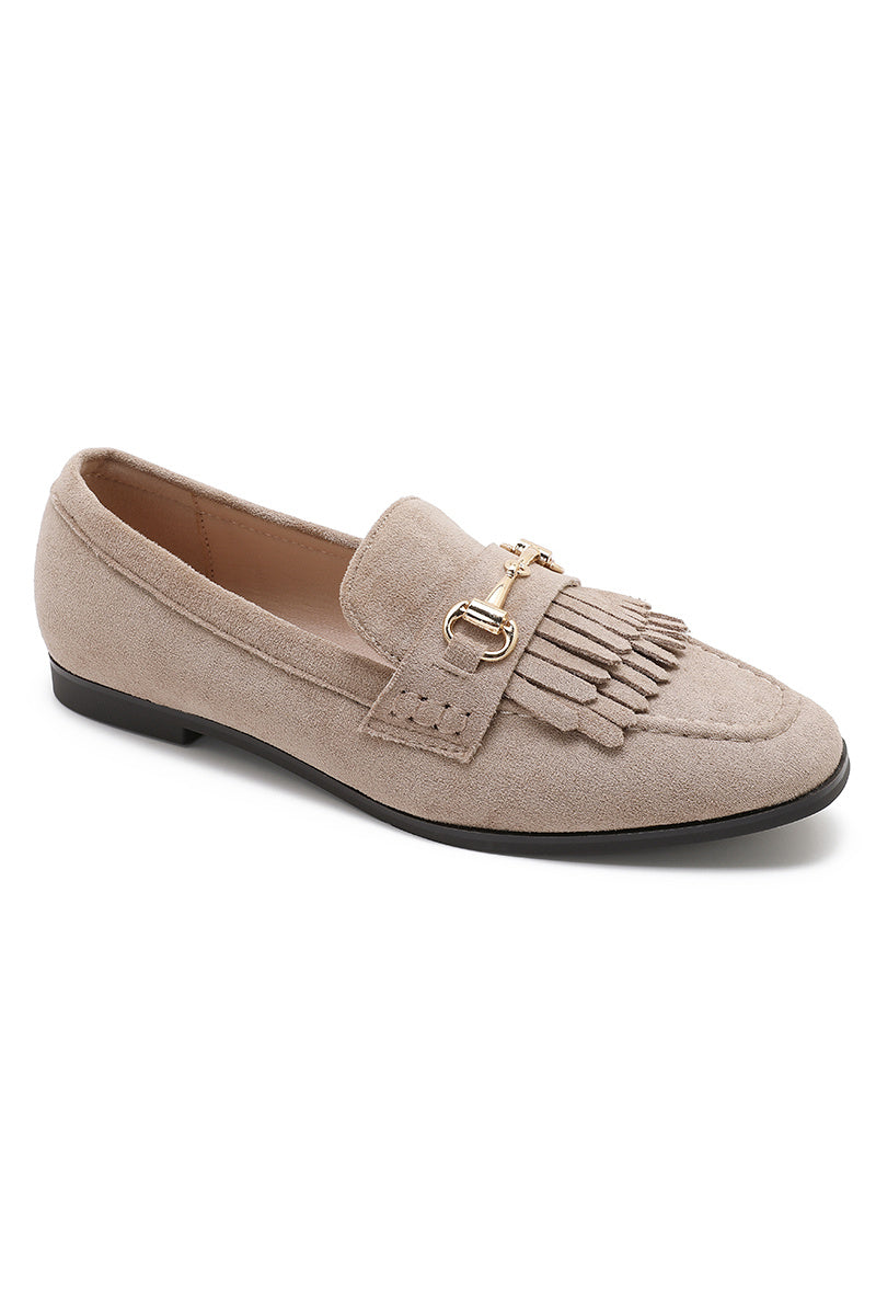 Loafers met franjes - Taupe