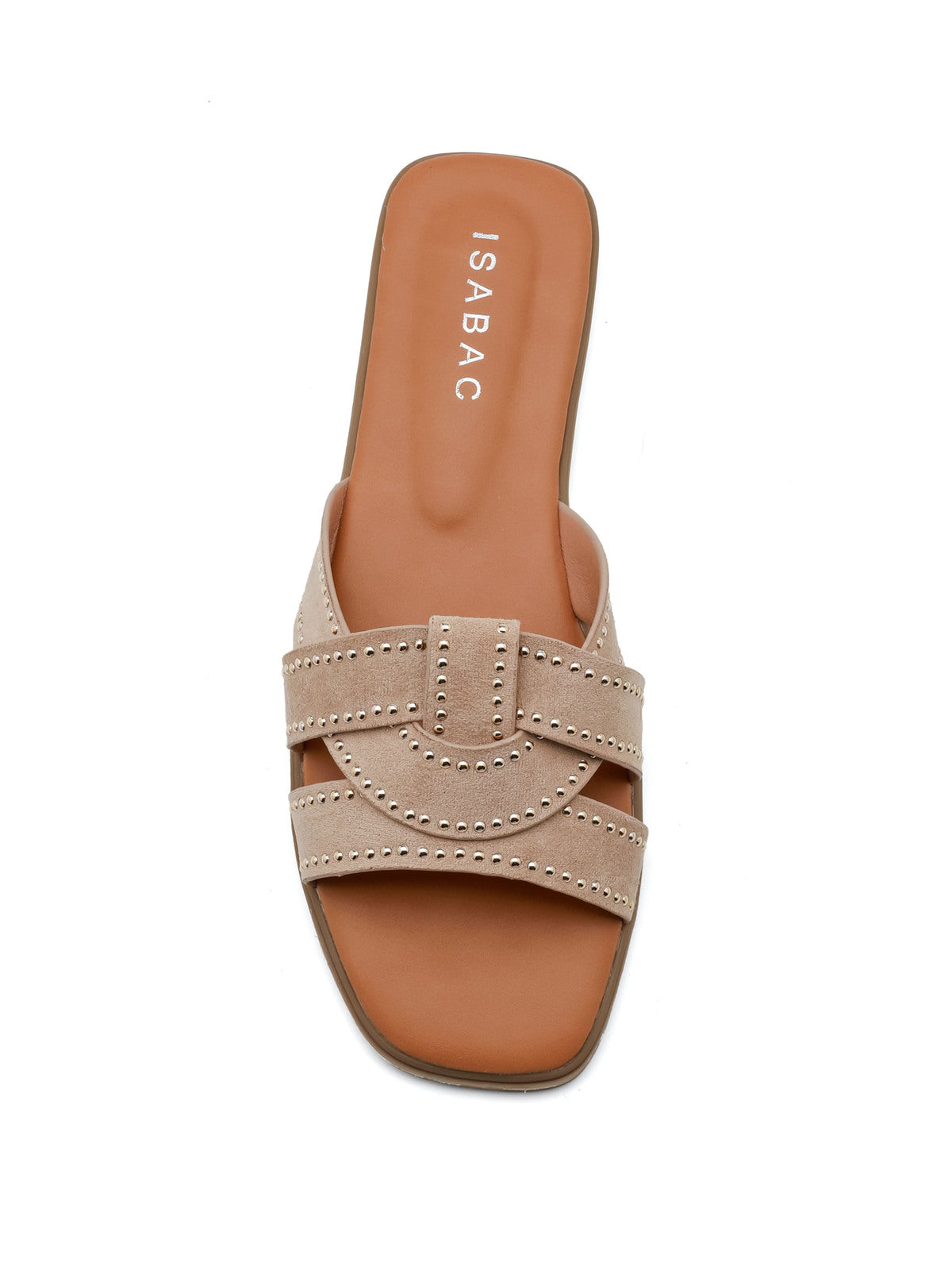 Suede slipper met studs - Ecru