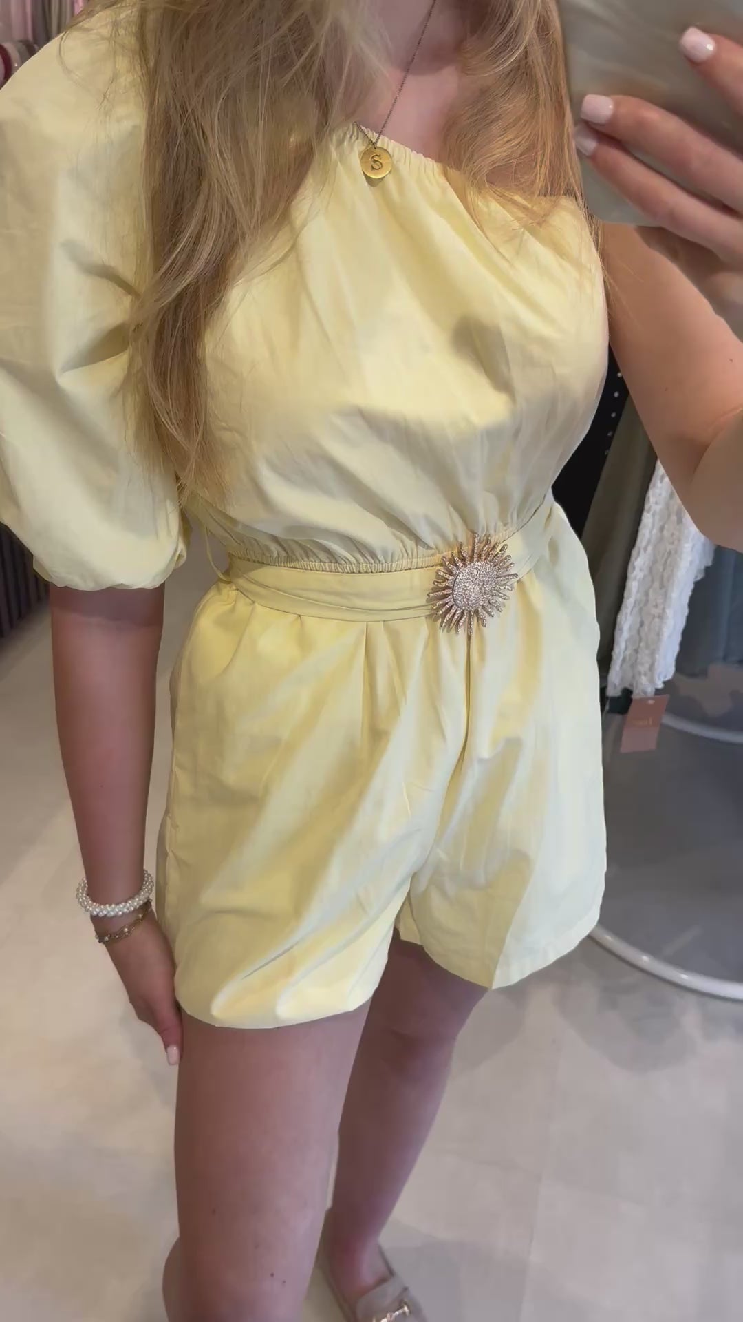 Playsuit met riem - Lichtgeel
