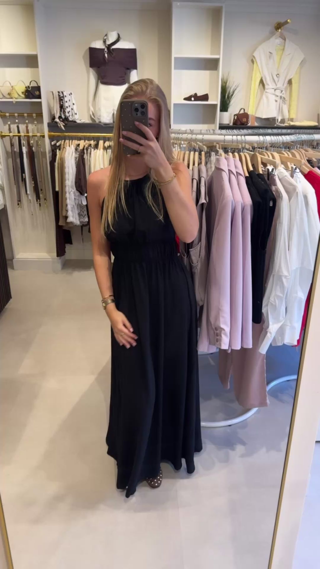 Maxi halter dress - Zwart